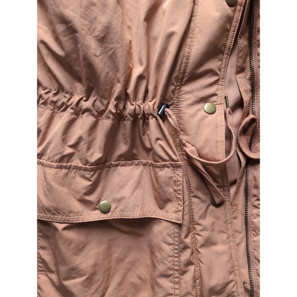 LOFT Women's L Mauve Pink Puffer Duvet Coat Jacket Mid Length Hood & Pockets - Picture 6 of 12